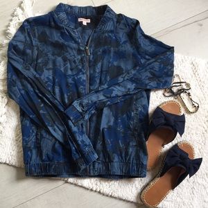 Blue floral bomber jacket
